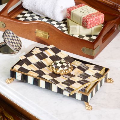 MacKenzieChilds Courtly Check Guest Towel Holder Set Gold