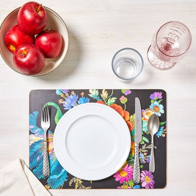 MacKenzieChilds Flower Market Placemats Black Set of 4