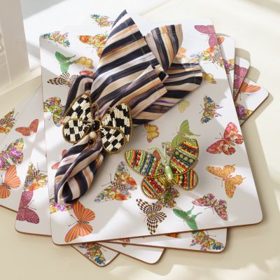 MacKenzieChilds Butterfly Garden Placemats White Set of 4