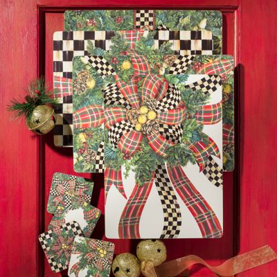 MacKenzieChilds Evergreen Cork Back Placemats Set of 4