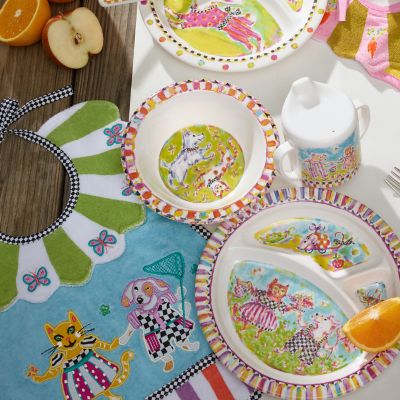 MacKenzieChilds Toddler's Dinnerware Set Bow Wow Meow