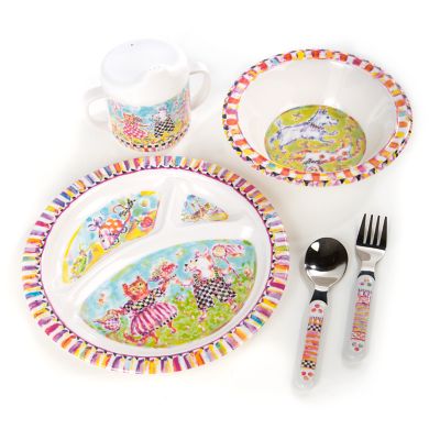 MacKenzieChilds Toddler's Dinnerware Set Bow Wow Meow