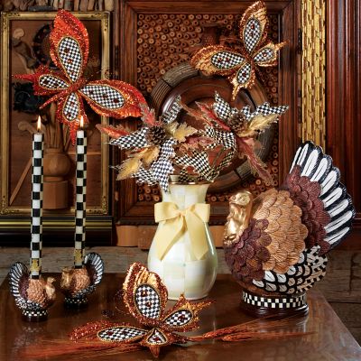 MacKenzieChilds Check Dinner Candles Black & Ivory Set of 2