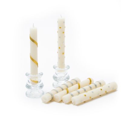 MacKenzieChilds Mini Gold & Silver Dinner Candles, Set of 6