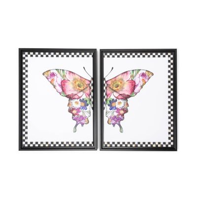 MacKenzieChilds Flower Market Butterfly Wall Art, Set of 2