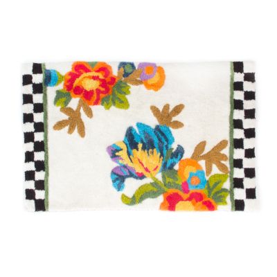 MacKenzieChilds Flower Market Standard Bath Rug White