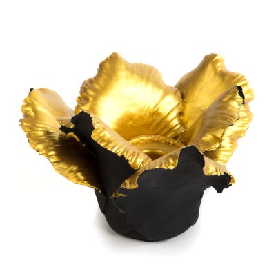 MacKenzieChilds Daffodil Candle Holder Black & Gold