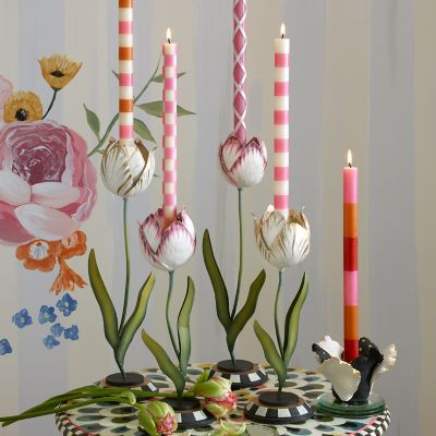 MacKenzieChilds Daffodil Candle Holder Black & White