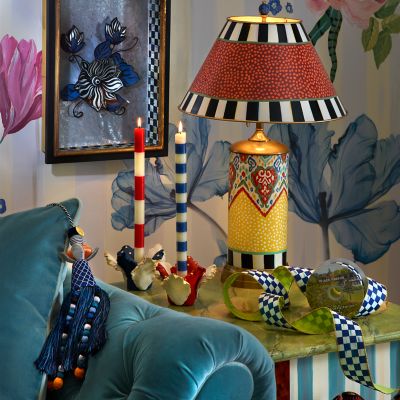 MacKenzieChilds Daffodil Candle Holder Blue & White