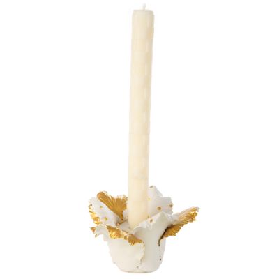 MacKenzieChilds Daffodil Candle Holder Gold & White