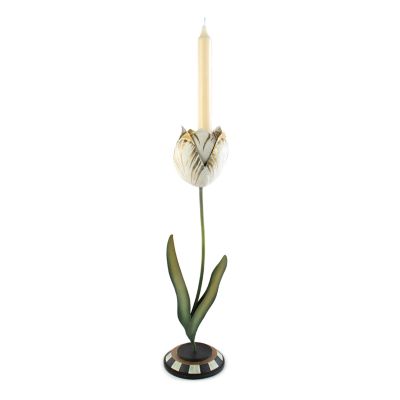 MacKenzieChilds Tulip Candle Holder Gold & Ivory Large