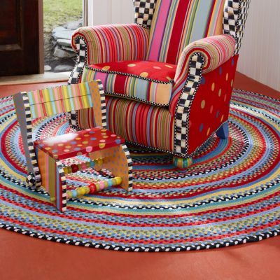 MacKenzieChilds Crayon Braided Rug 6' Round Red