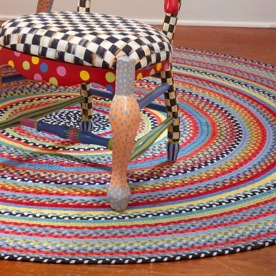 MacKenzieChilds Crayon Braided Rug 6' Round Red