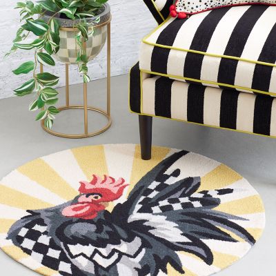 MacKenzieChilds Sunrise Rooster Rug 3' Round