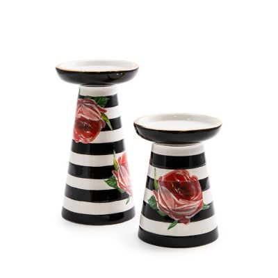 MacKenzieChilds Flower Show Pillar Candle Holders Set of 2