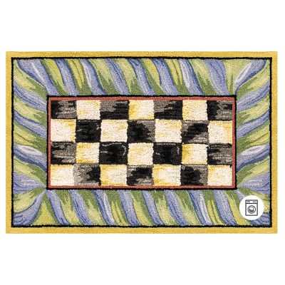 MacKenzieChilds Courtly Check Purple & Green 2' x 3' Washable Rug