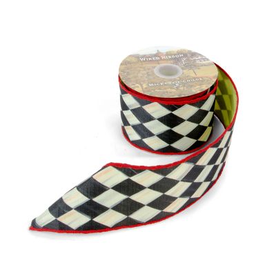 MacKenzieChilds Courtly Harlequin 3" Ribbon Chartreuse Back