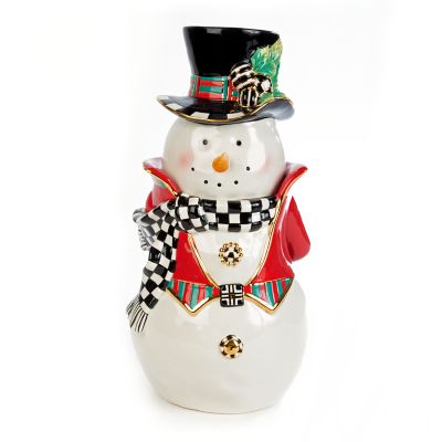 MacKenzieChilds Top Hat Snowman Cookie Jar
