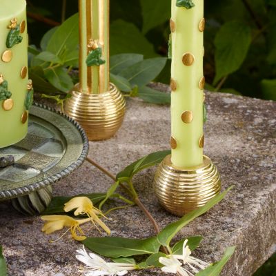 MacKenzieChilds Ribbed Sphere Candle Holders Gold Set of 4