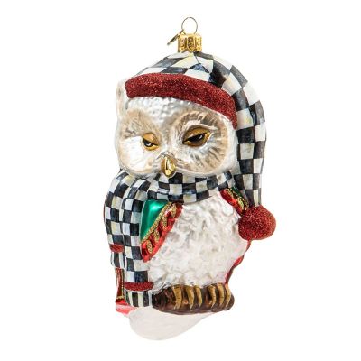 MacKenzieChilds Glass Ornament Sleepy Owl