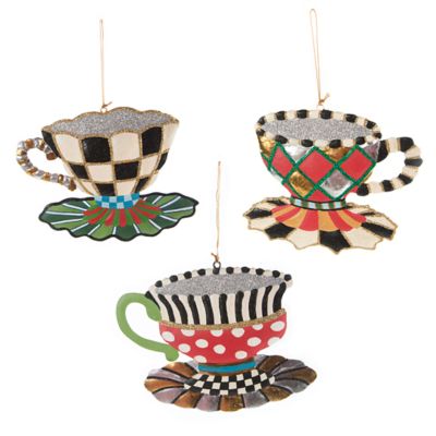 MacKenzieChilds Teacup Ornaments Set of 3