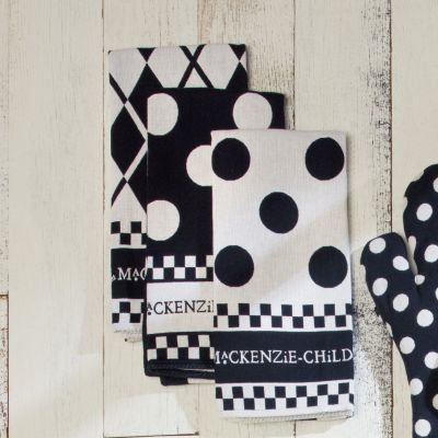MacKenzieChilds Black & White Dot Dish Towels Set of 3
