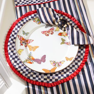 MacKenzieChilds Courtly Check Round Placemat Poppy