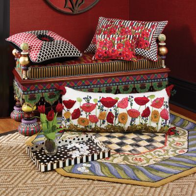 MacKenzieChilds Red Poppy Lumbar Pillow