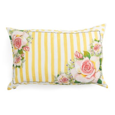 MacKenzieChilds Wildflowers Yellow Lumbar Pillow