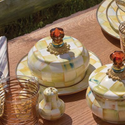 MacKenzieChilds Parchment Check Enamel Butterhouse