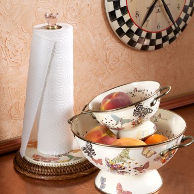 MacKenzieChilds Butterfly Garden Rattan Paper Towel Holder