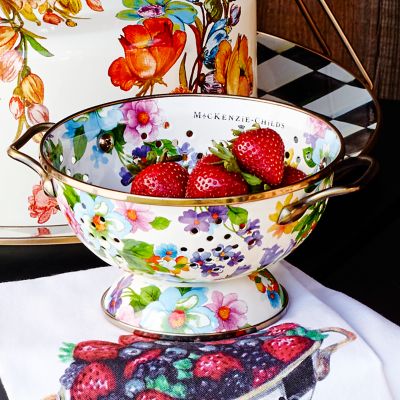MacKenzieChilds Flower Market Small Colander White