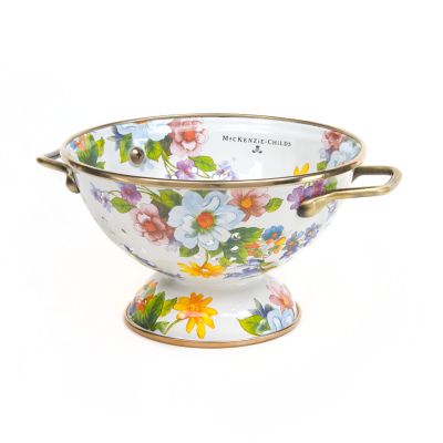 MacKenzieChilds Flower Market Small Colander White