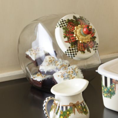 MacKenzieChilds MacKenzieChilds Cookie Jar with Evergreen Enamel Lid