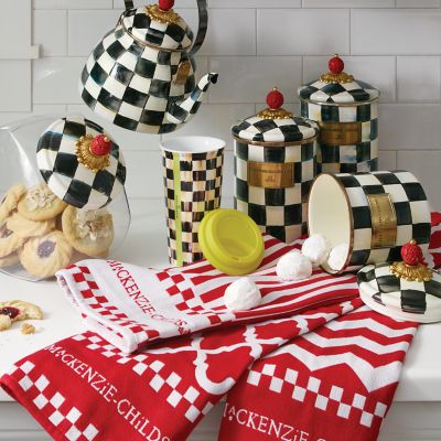 MacKenzieChilds Cookie Jar with Courtly Check Enamel Lid