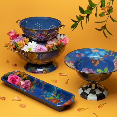 MacKenzieChilds Flower Market Large Colander Lapis