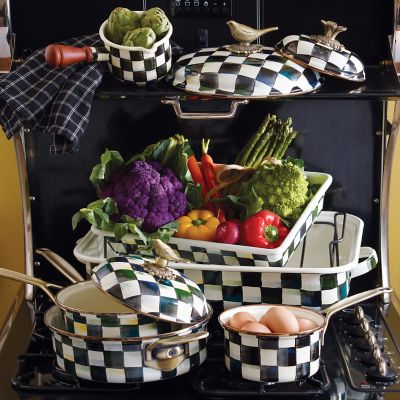 MacKenzieChilds Courtly Check Enamel Roasting Pan with Rack