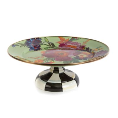 MacKenzieChilds Flower Market Small Pedestal Platter Green