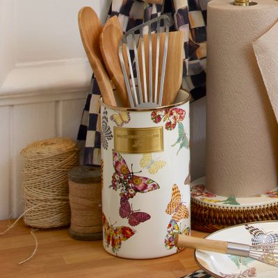 MacKenzieChilds Butterfly Garden Utensil Holder White