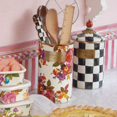 MacKenzieChilds Flower Market Utensil Holder White