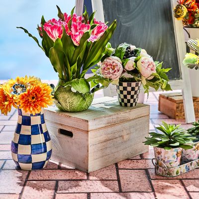 MacKenzieChilds Royal Check Tall Vase & Bouquet Set