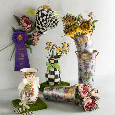 MacKenzieChilds Courtly Check Enamel Vase Tall