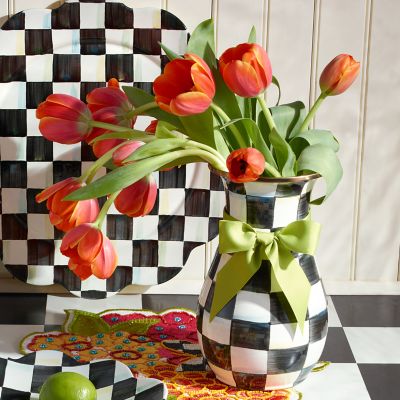 MacKenzieChilds Courtly Check Enamel Vase Tall