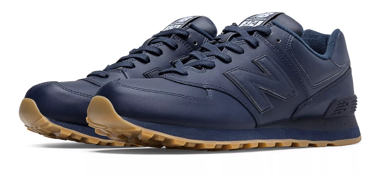 New Balance Men S 574 Leather Shoes Navy