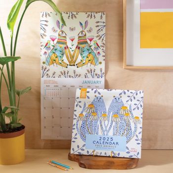 2025 Folk Art Animals Wall Calendar Paper Source