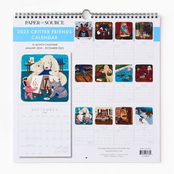 2025 Critter Friends Wall Calendar Paper Source