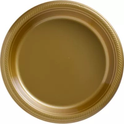 Gold Plastic Plates Party Pack 10.25" 50 Per Pack for Large Events
