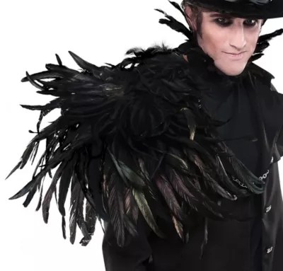Gothic Shoulder Black Feather Wing Halloween Costume Accessories Adults