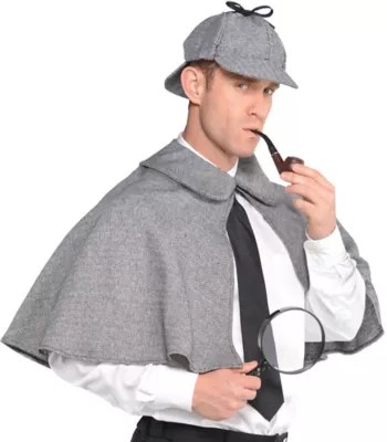 Sherlock Holmes Accessory Kit Cape and Hat for Adults One Size