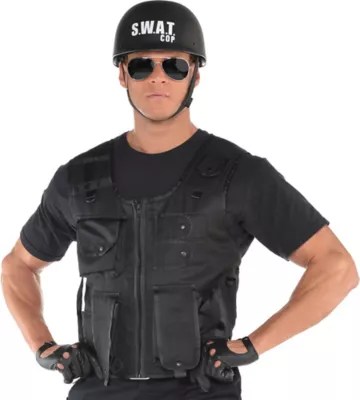 SWAT Vest Halloween Costume Accessory for Adults One Size Police